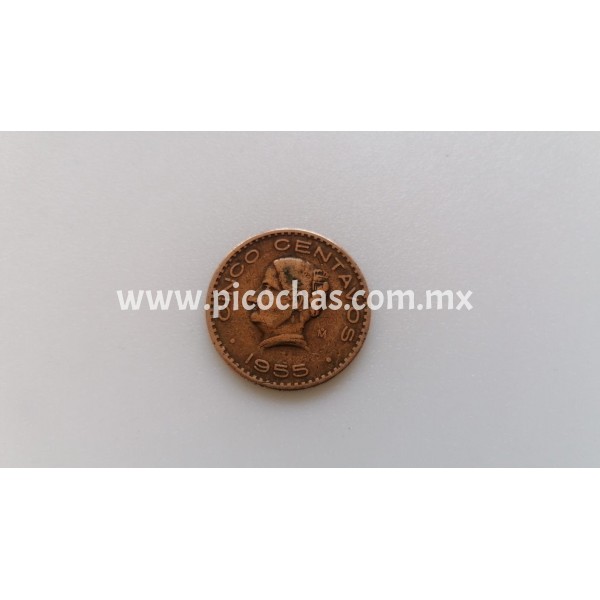 Moneda Antigua 5 Centavos Cobre Josefa Grande 1955 